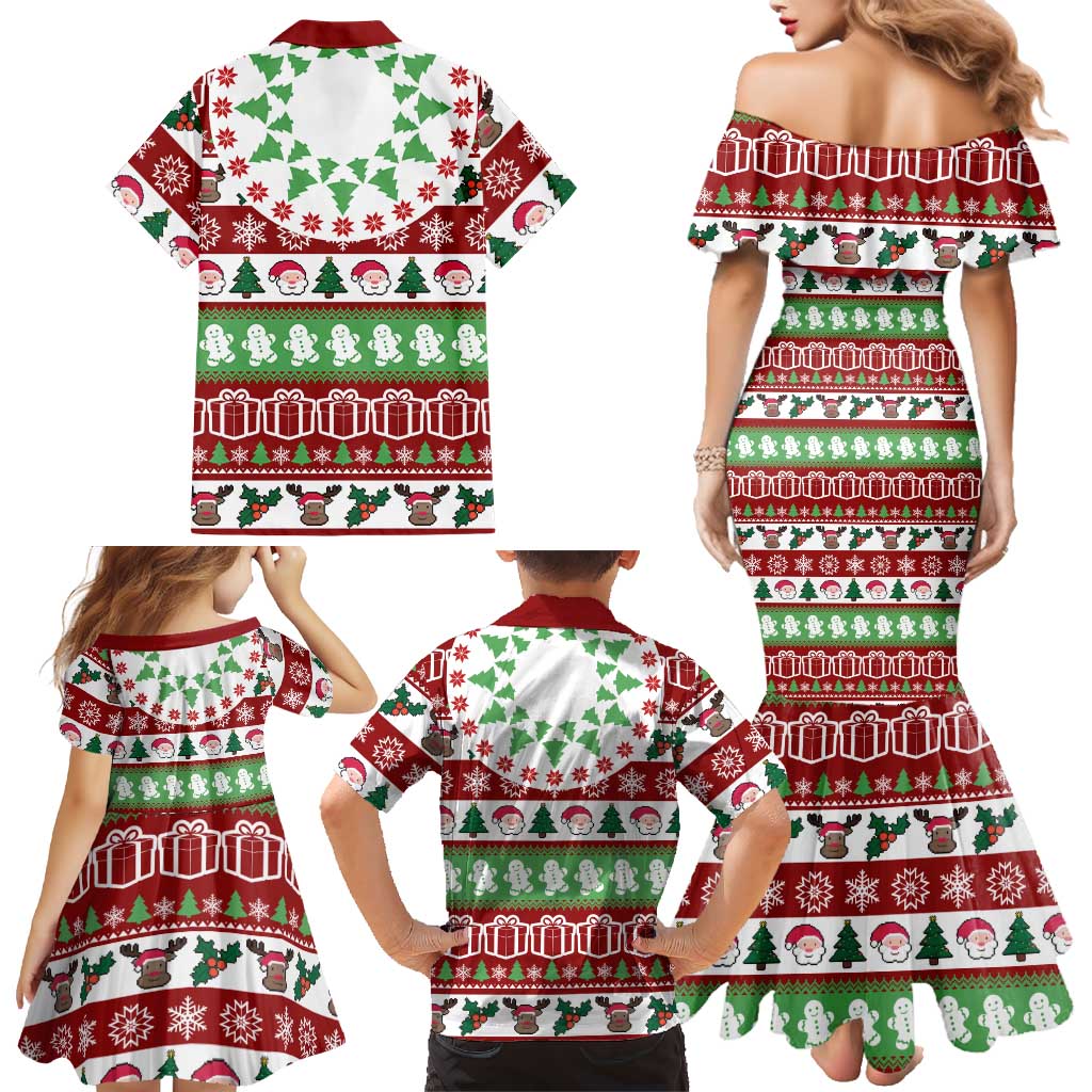 Snowman Tree Christmas Family Matching Mermaid Dress and Hawaiian Shirt Xmas Holiday Patterns - Wonder Print Shop