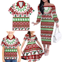Snowman Tree Christmas Family Matching Off The Shoulder Long Sleeve Dress and Hawaiian Shirt Xmas Holiday Patterns - Wonder Print Shop