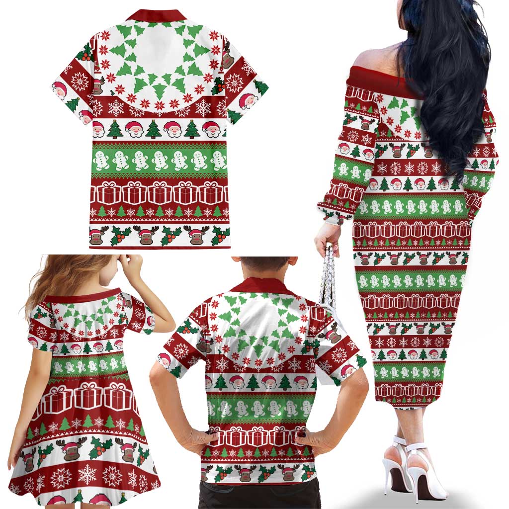 Snowman Tree Christmas Family Matching Off The Shoulder Long Sleeve Dress and Hawaiian Shirt Xmas Holiday Patterns - Wonder Print Shop
