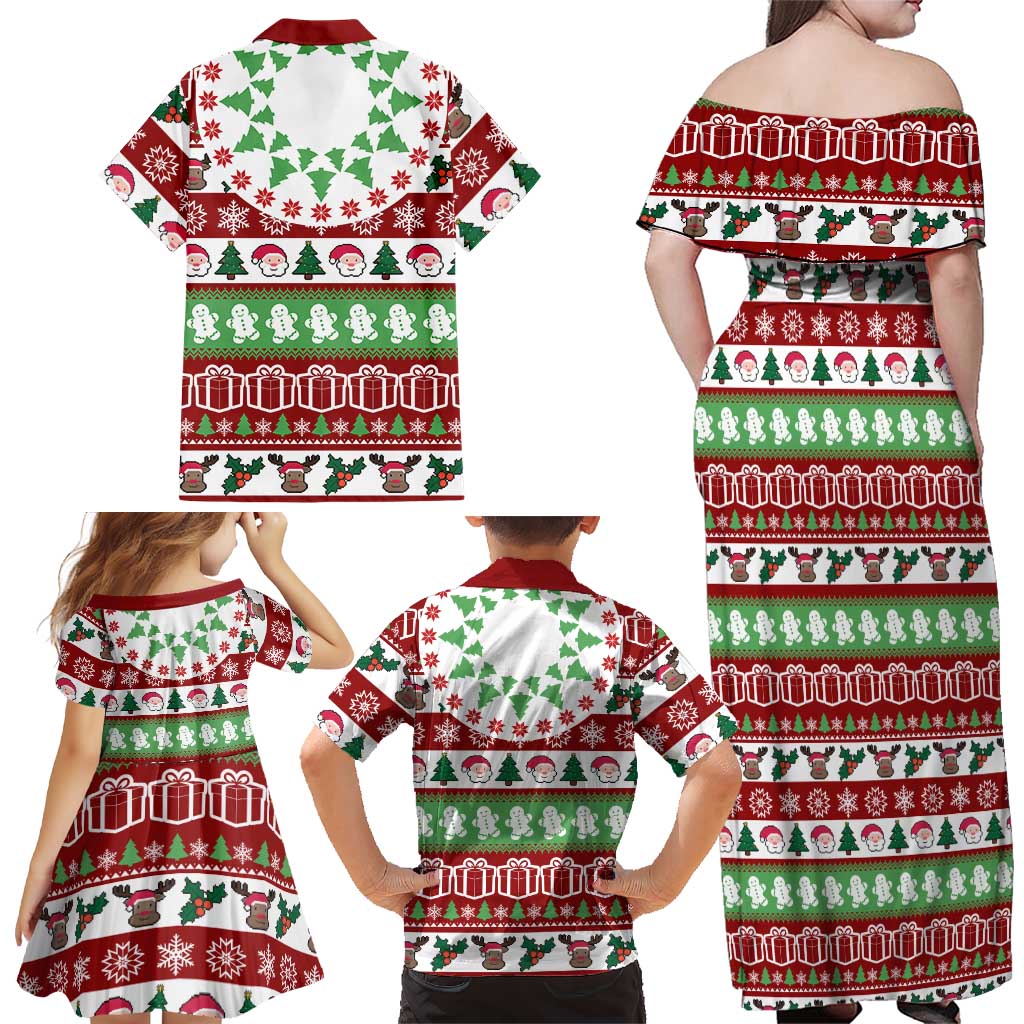 Snowman Tree Christmas Family Matching Off Shoulder Maxi Dress and Hawaiian Shirt Xmas Holiday Patterns - Wonder Print Shop
