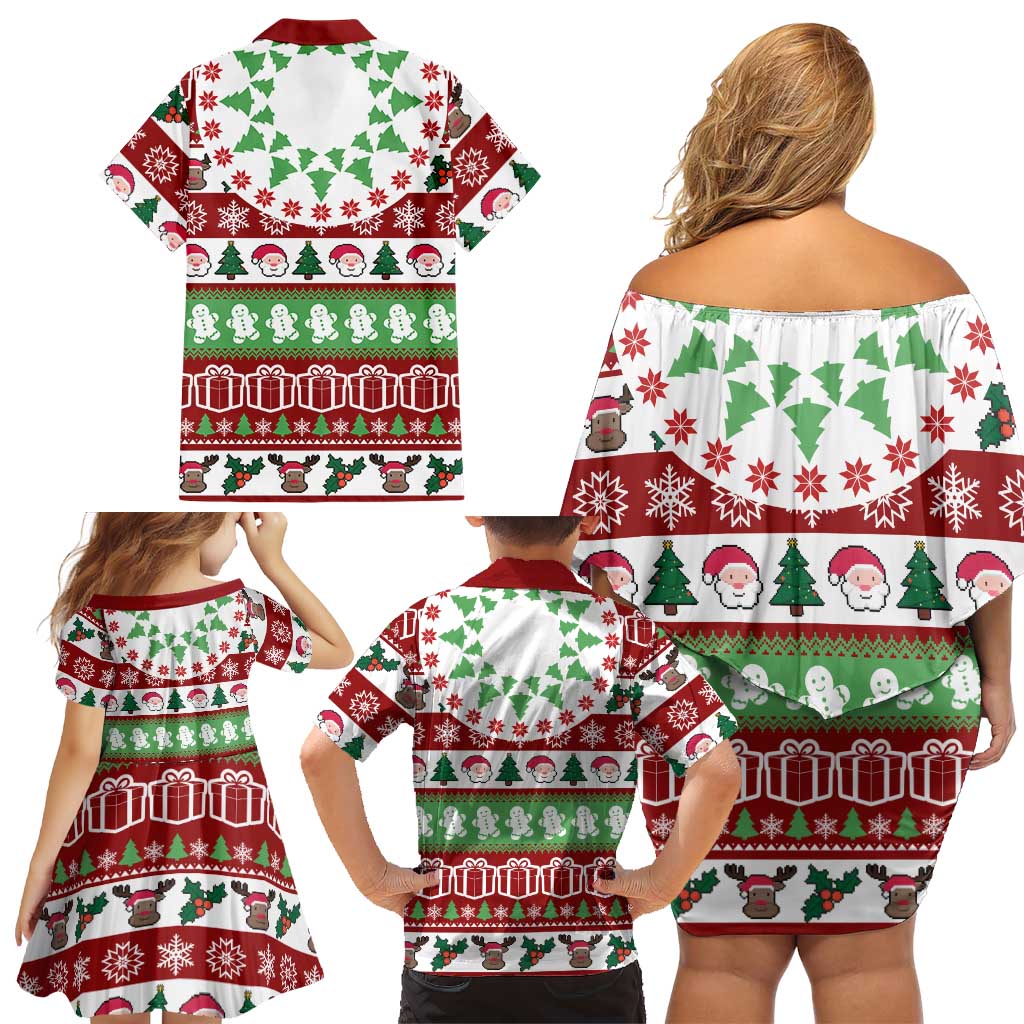 Snowman Tree Christmas Family Matching Off Shoulder Short Dress and Hawaiian Shirt Xmas Holiday Patterns - Wonder Print Shop