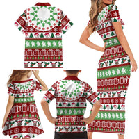 Snowman Tree Christmas Family Matching Short Sleeve Bodycon Dress and Hawaiian Shirt Xmas Holiday Patterns - Wonder Print Shop