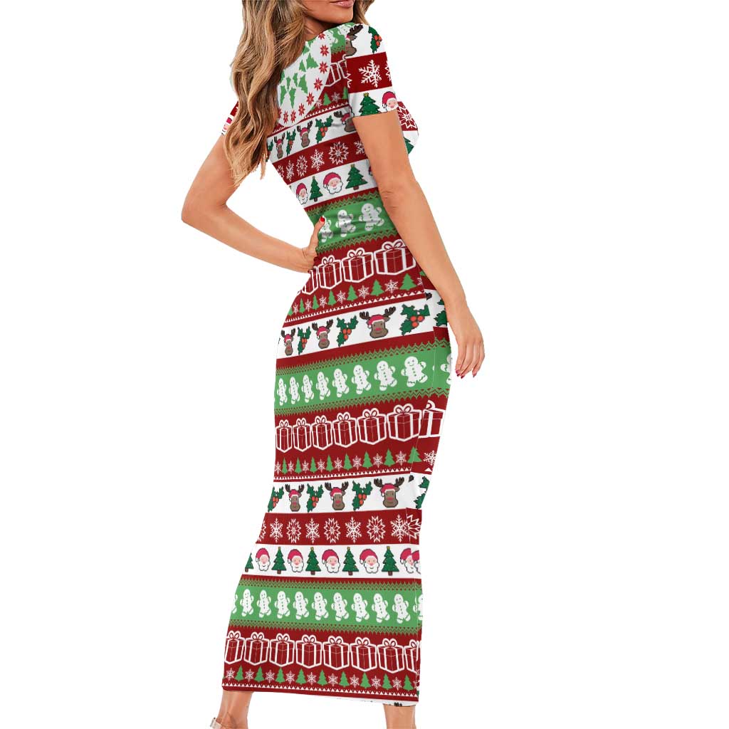 Snowman Tree Christmas Family Matching Short Sleeve Bodycon Dress and Hawaiian Shirt Xmas Holiday Patterns - Wonder Print Shop