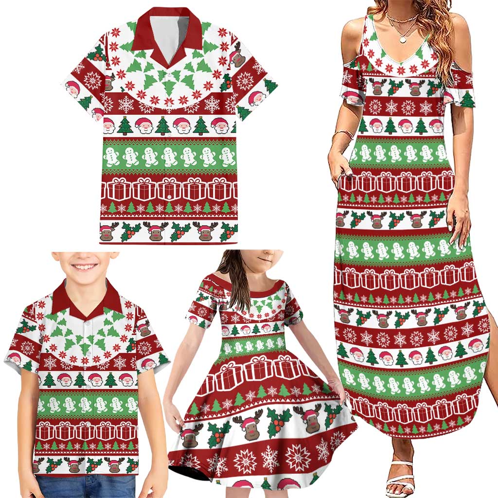 Snowman Tree Christmas Family Matching Summer Maxi Dress and Hawaiian Shirt Xmas Holiday Patterns - Wonder Print Shop