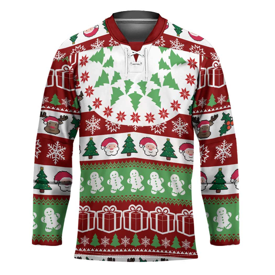 Snowman Tree Christmas Hockey Jersey Xmas Holiday Patterns - Wonder Print Shop