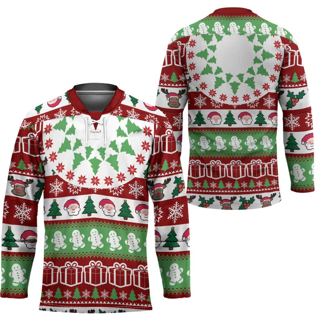 Snowman Tree Christmas Hockey Jersey Xmas Holiday Patterns - Wonder Print Shop
