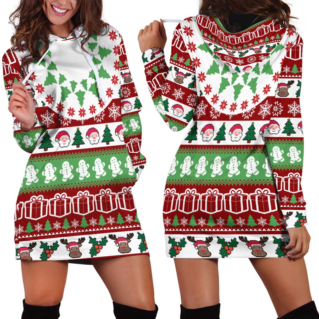 Snowman Tree Christmas Hoodie Dress Xmas Holiday Patterns - Wonder Print Shop
