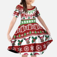 Snowman Tree Christmas Kid Short Sleeve Dress Xmas Holiday Patterns - Wonder Print Shop