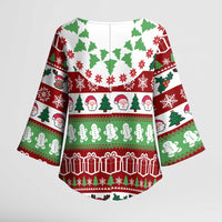 Snowman Tree Christmas Kimono Sleeve Blouse Xmas Holiday Patterns - Wonder Print Shop