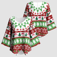 Snowman Tree Christmas Kimono Sleeve Blouse Xmas Holiday Patterns - Wonder Print Shop