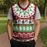 Snowman Tree Christmas Knitted V-Neck Vest Xmas Holiday Patterns - Wonder Print Shop