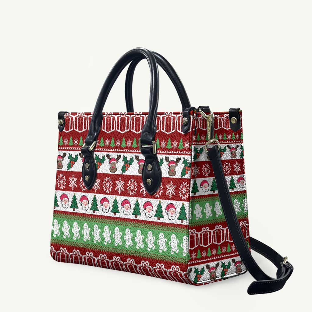 Snowman Tree Christmas Leather Bag Xmas Holiday Patterns - Wonder Print Shop