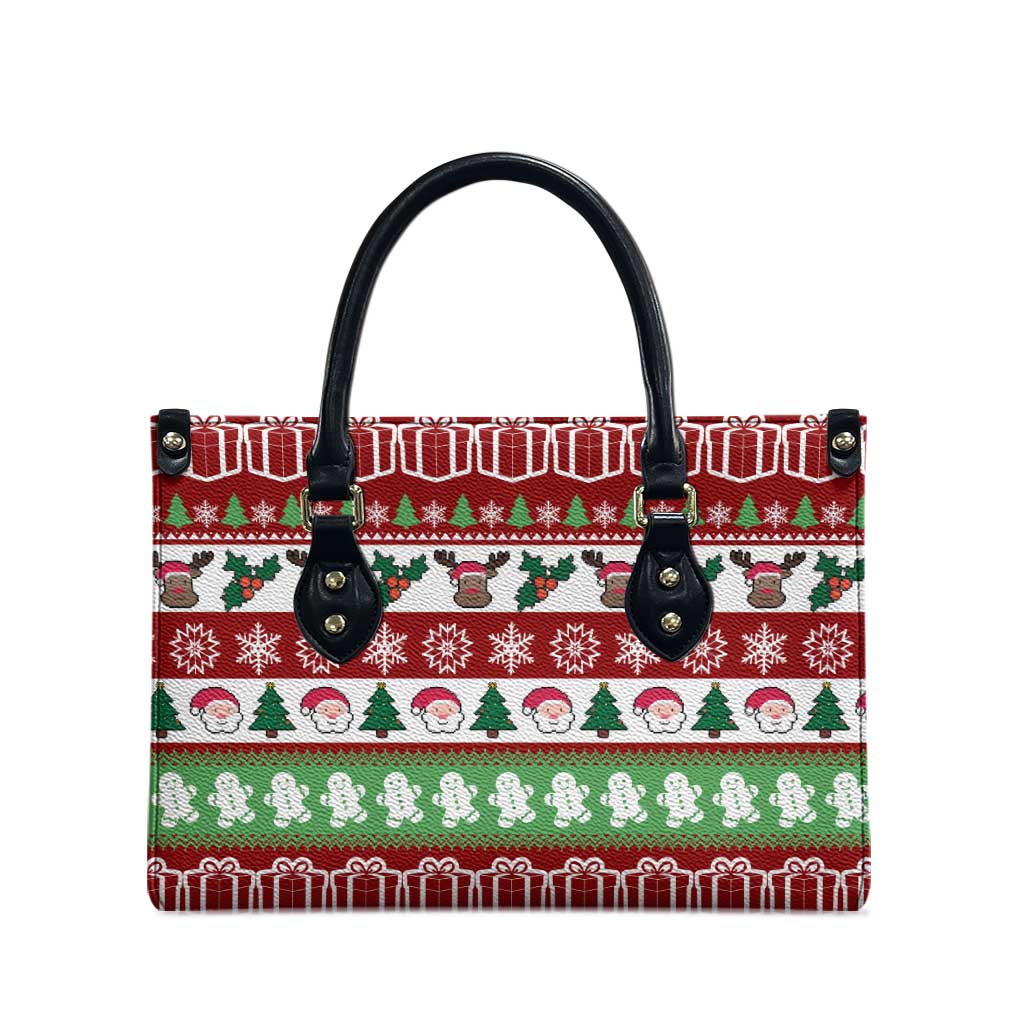 Snowman Tree Christmas Leather Bag Xmas Holiday Patterns - Wonder Print Shop