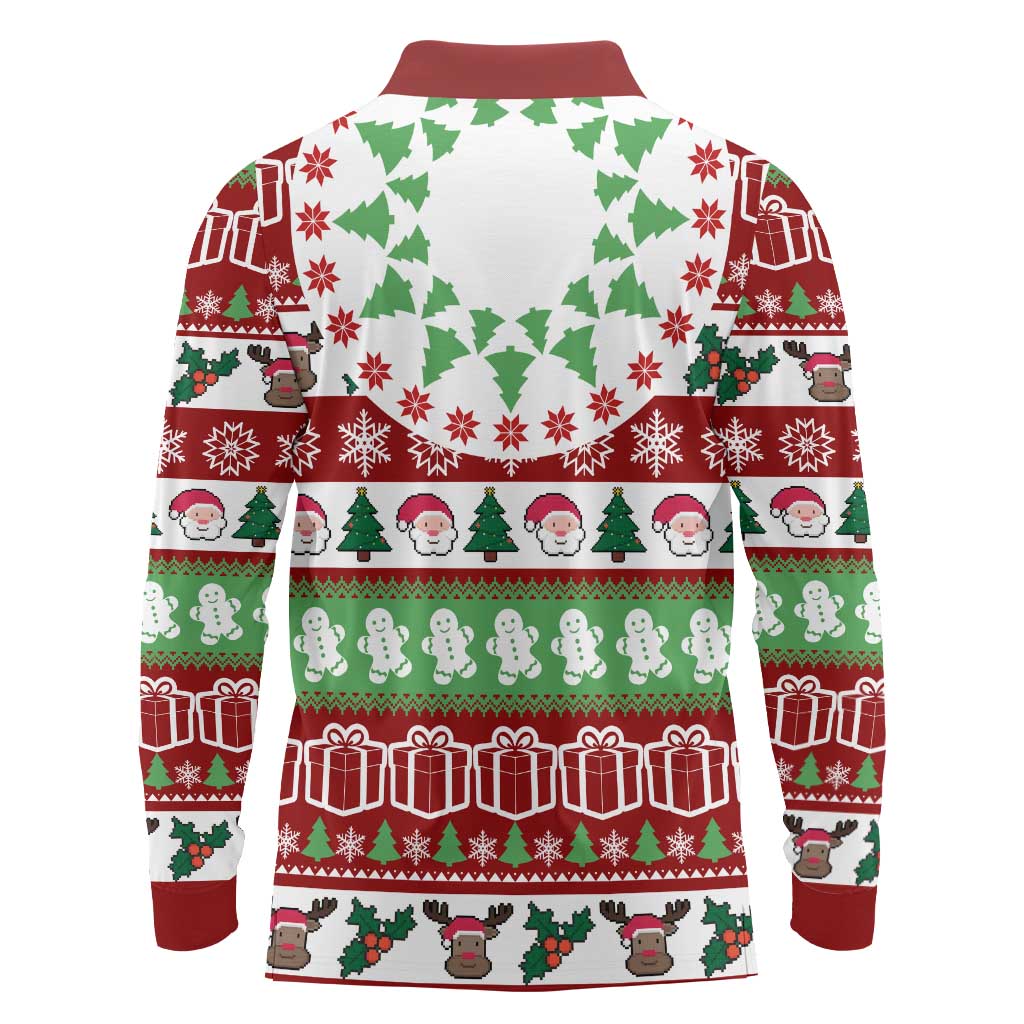 Snowman Tree Christmas Long Sleeve Polo Shirt Xmas Holiday Patterns - Wonder Print Shop