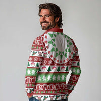 Snowman Tree Christmas Long Sleeve Polo Shirt Xmas Holiday Patterns - Wonder Print Shop