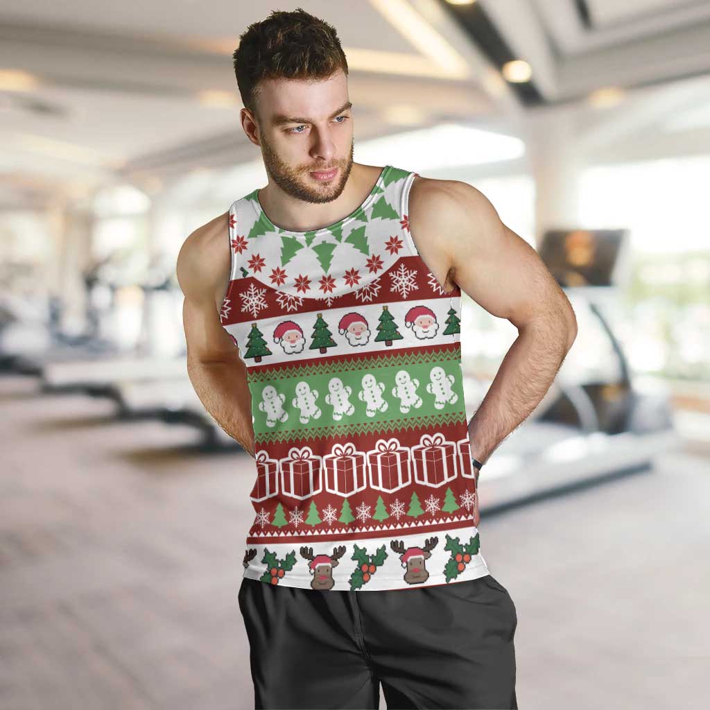 Snowman Tree Christmas Men Tank Top Xmas Holiday Patterns - Wonder Print Shop