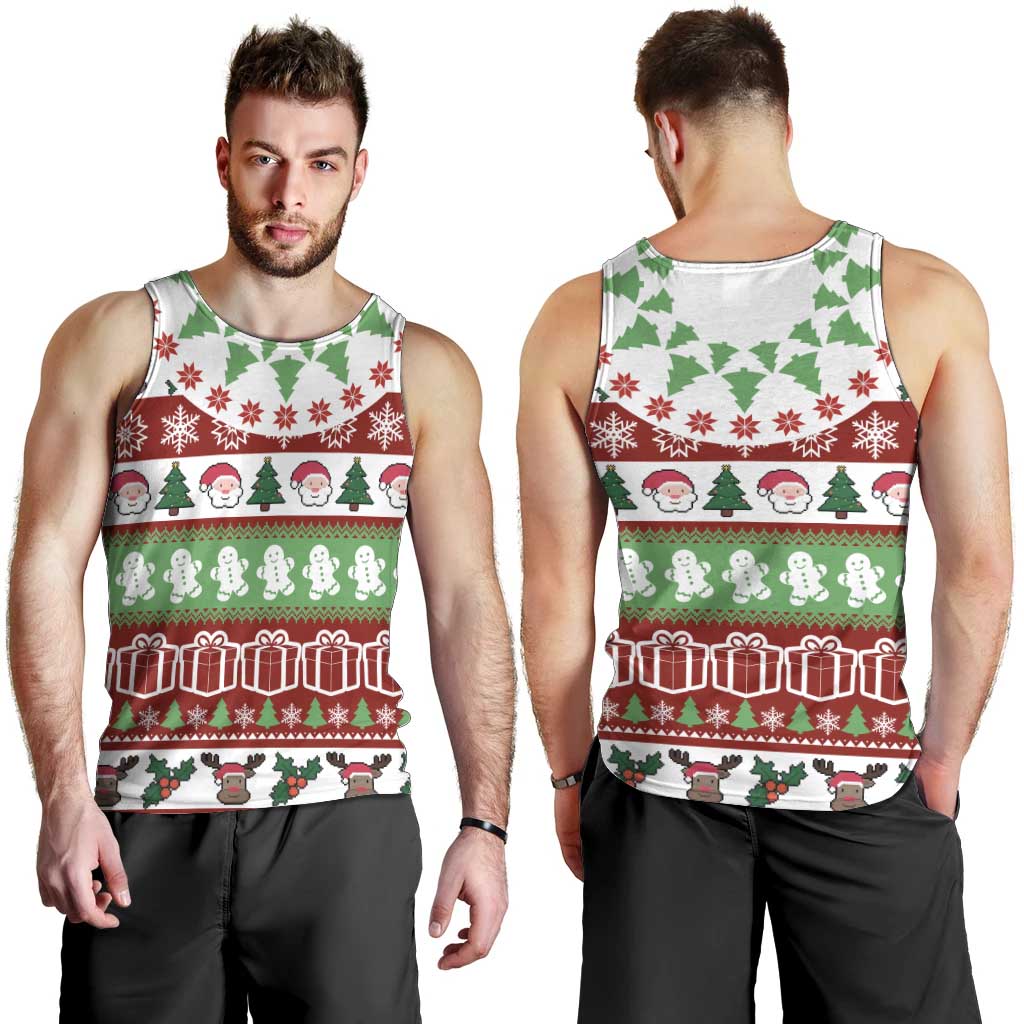 Snowman Tree Christmas Men Tank Top Xmas Holiday Patterns - Wonder Print Shop