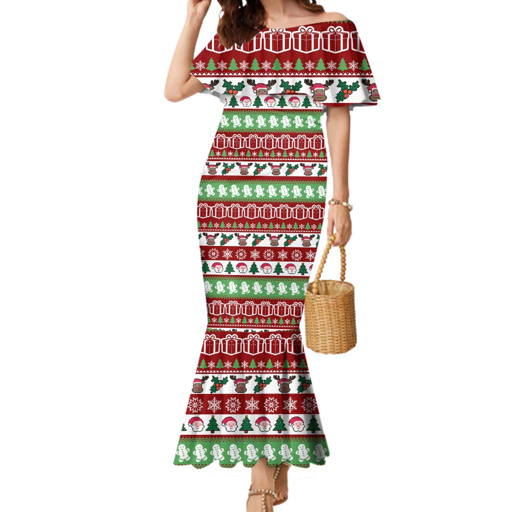 Snowman Tree Christmas Mermaid Dress Xmas Holiday Patterns - Wonder Print Shop