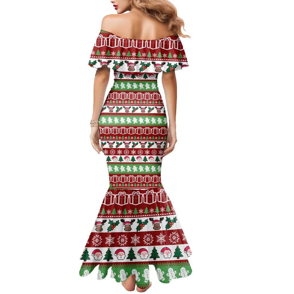 Snowman Tree Christmas Mermaid Dress Xmas Holiday Patterns - Wonder Print Shop