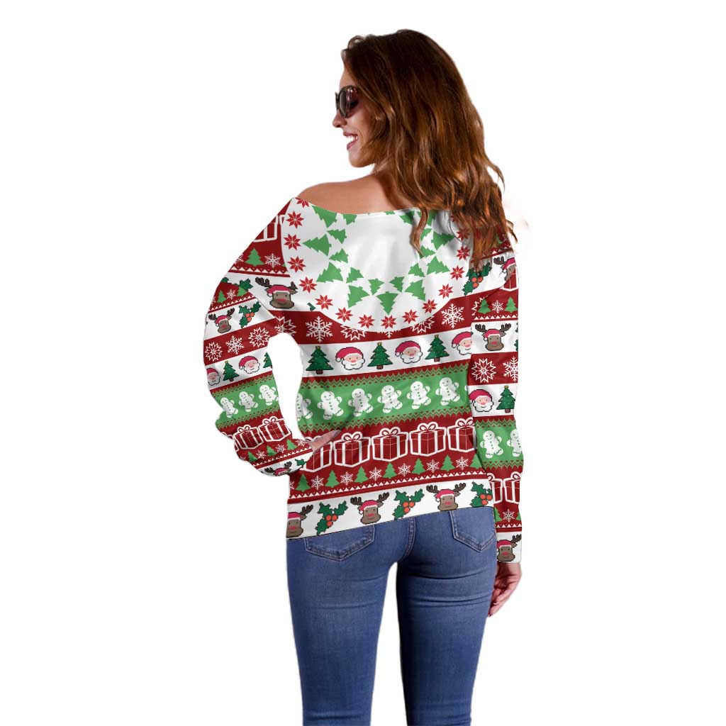 Snowman Tree Christmas Off Shoulder Sweater Xmas Holiday Patterns - Wonder Print Shop