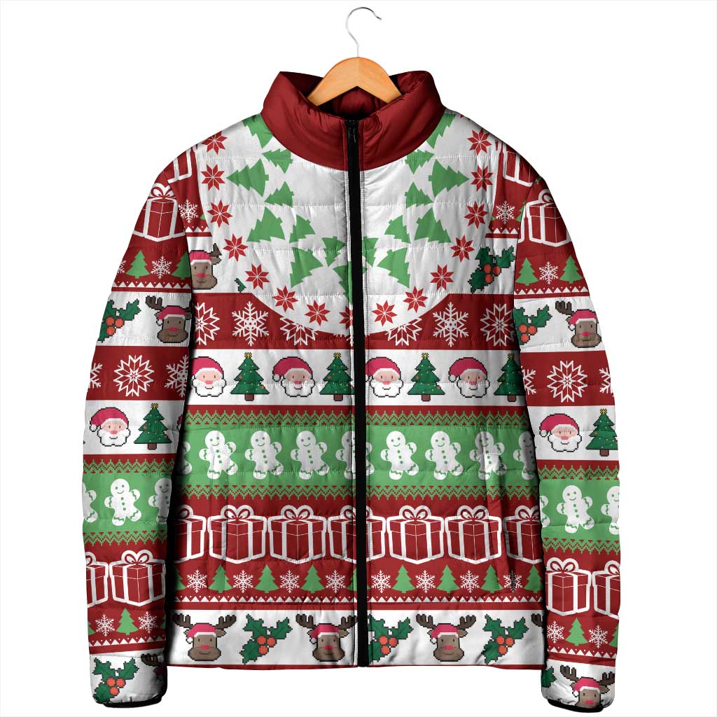 Snowman Tree Christmas Padded Jacket Xmas Holiday Patterns - Wonder Print Shop