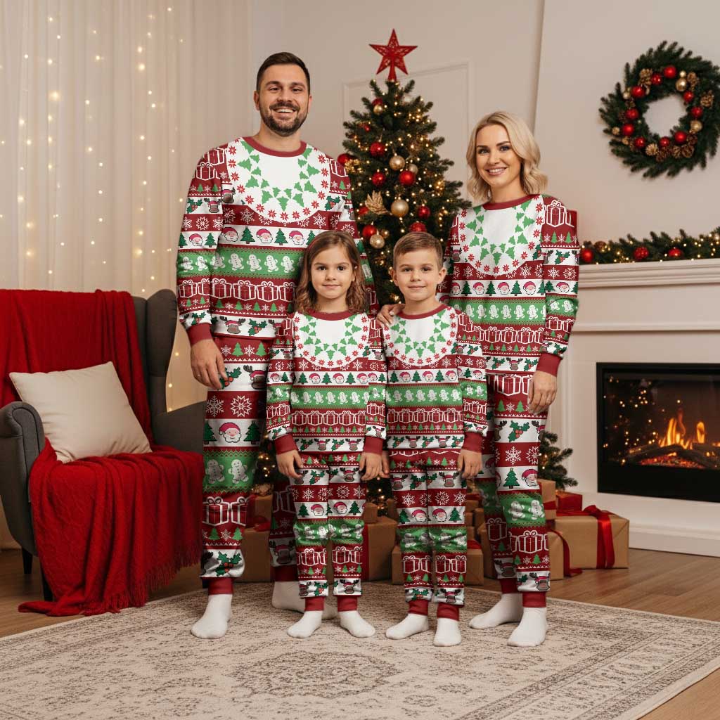 Snowman Tree Christmas Pajama Set Xmas Holiday Patterns - Wonder Print Shop