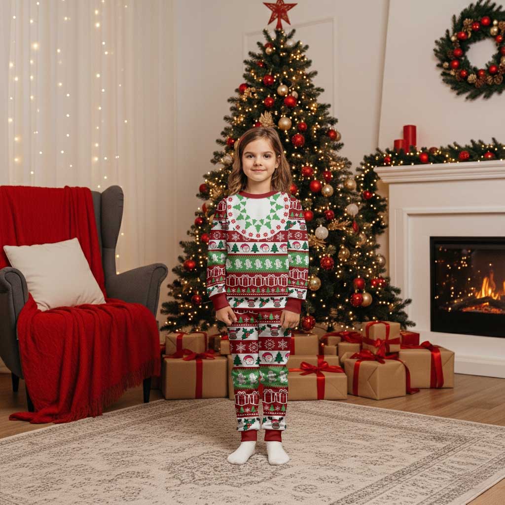 Snowman Tree Christmas Pajama Set Xmas Holiday Patterns - Wonder Print Shop