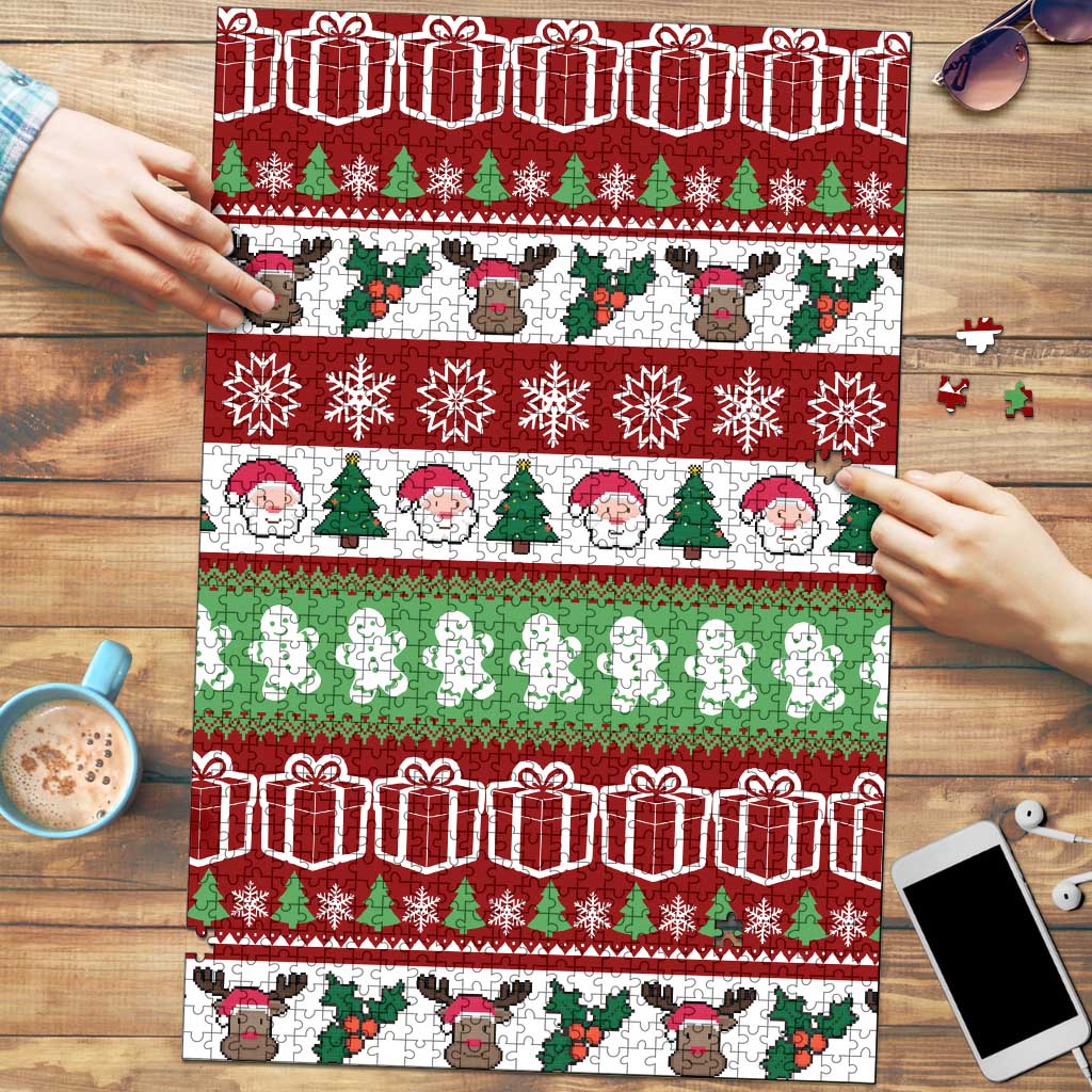 Snowman Tree Christmas Puzzle Xmas Holiday Patterns - Wonder Print Shop
