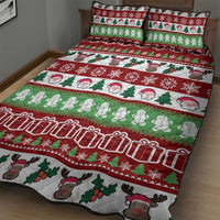 Snowman Tree Christmas Quilt Bed Set Xmas Holiday Patterns - Wonder Print Shop