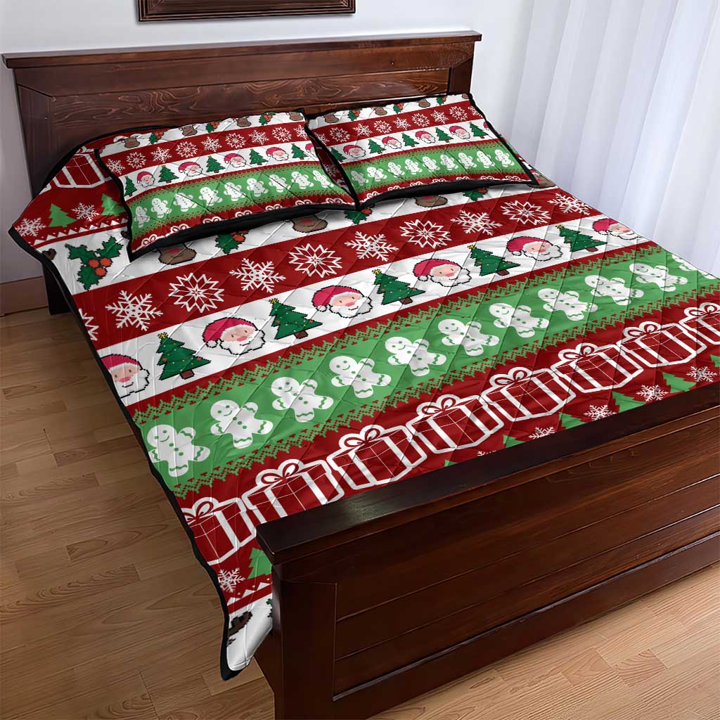 Snowman Tree Christmas Quilt Bed Set Xmas Holiday Patterns - Wonder Print Shop