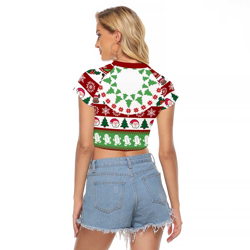 Snowman Tree Christmas Raglan Cropped T Shirt Xmas Holiday Patterns - Wonder Print Shop