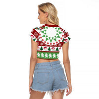 Snowman Tree Christmas Raglan Cropped T Shirt Xmas Holiday Patterns - Wonder Print Shop