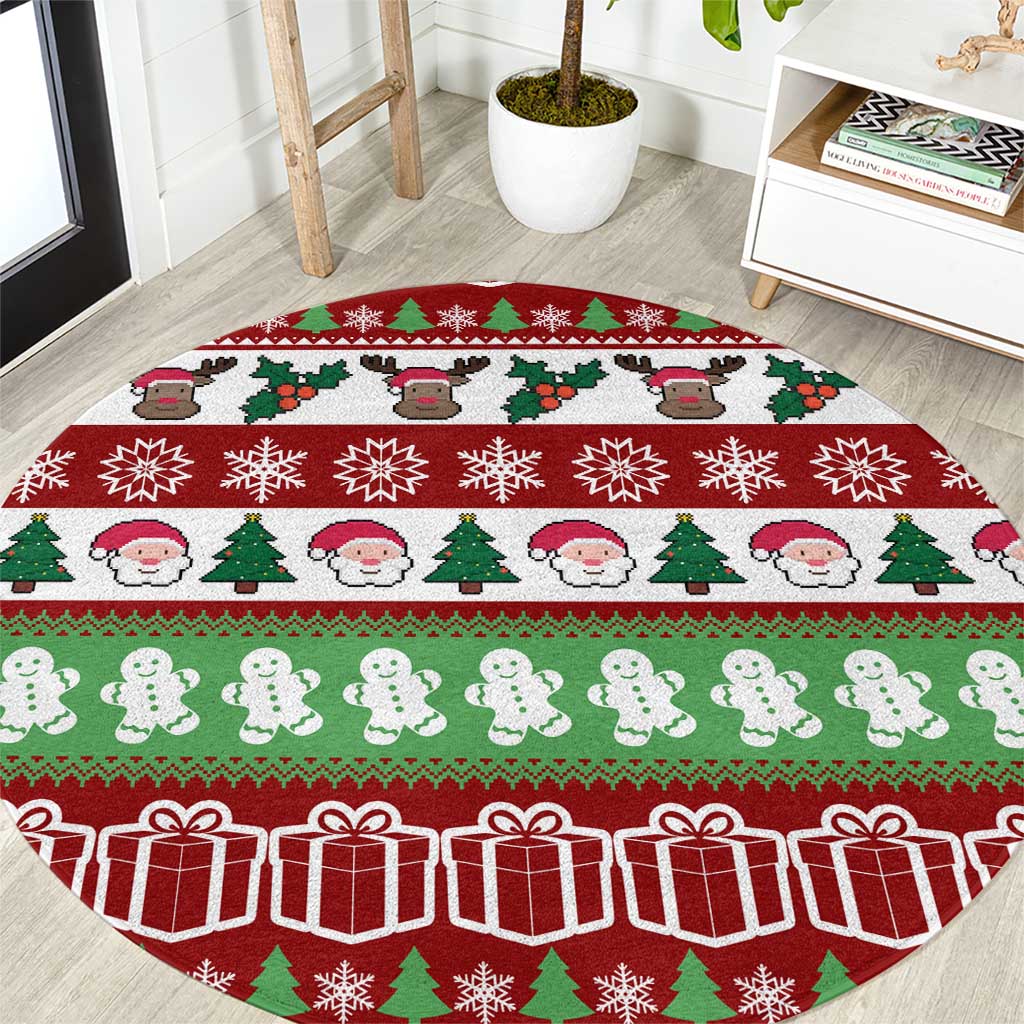 Snowman Tree Christmas Round Carpet Xmas Holiday Patterns - Wonder Print Shop