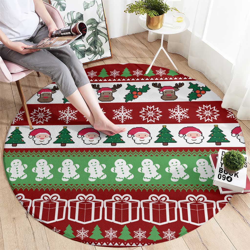Snowman Tree Christmas Round Carpet Xmas Holiday Patterns - Wonder Print Shop