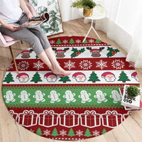 Snowman Tree Christmas Round Carpet Xmas Holiday Patterns - Wonder Print Shop
