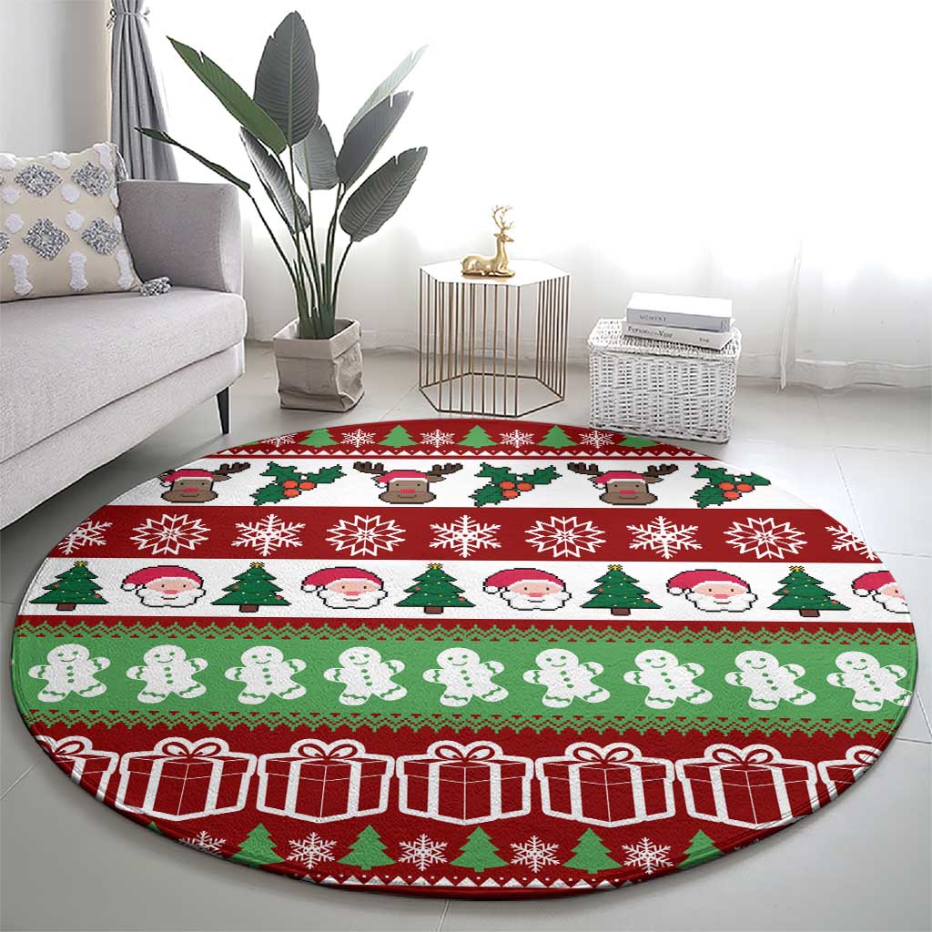 Snowman Tree Christmas Round Carpet Xmas Holiday Patterns - Wonder Print Shop