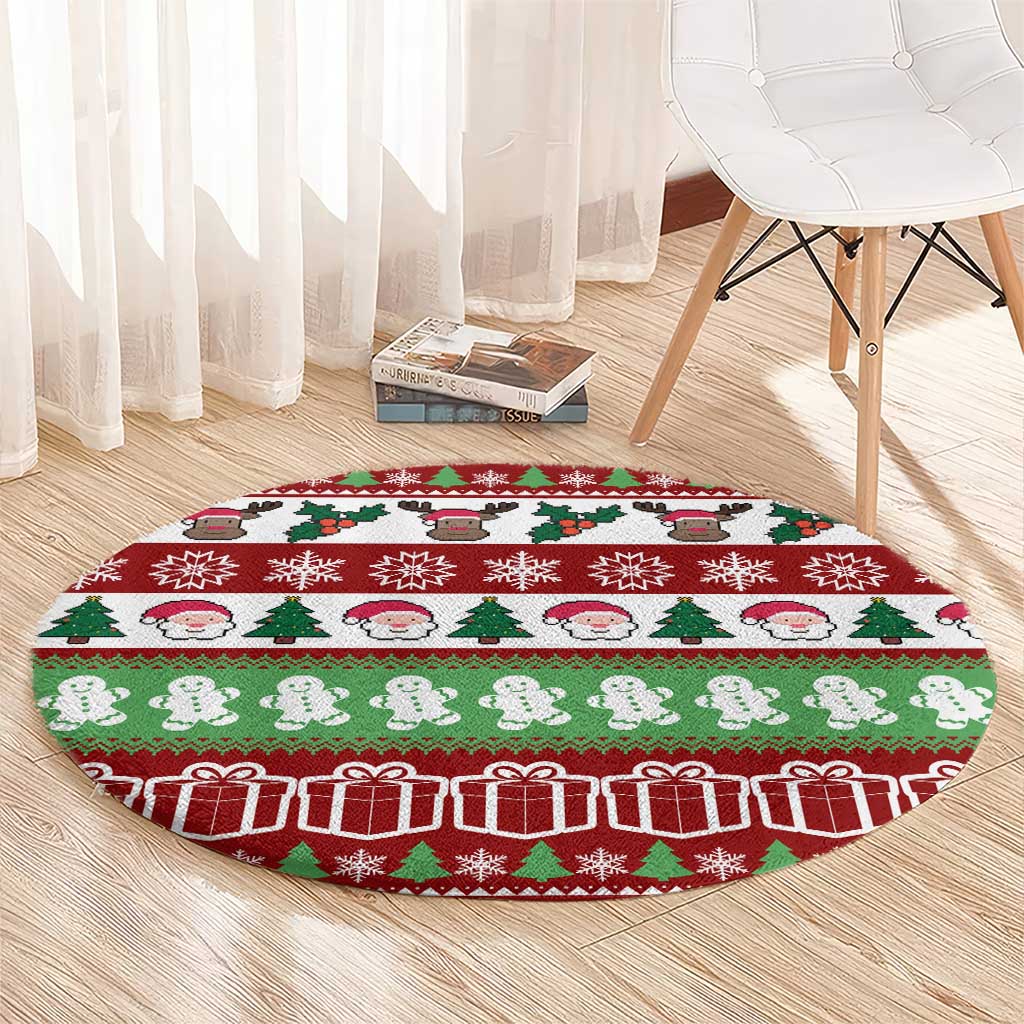 Snowman Tree Christmas Round Carpet Xmas Holiday Patterns - Wonder Print Shop