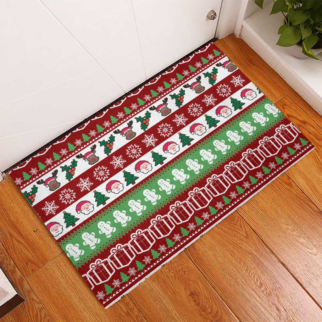 Snowman Tree Christmas Rubber Doormat Xmas Holiday Patterns - Wonder Print Shop