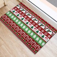 Snowman Tree Christmas Rubber Doormat Xmas Holiday Patterns - Wonder Print Shop