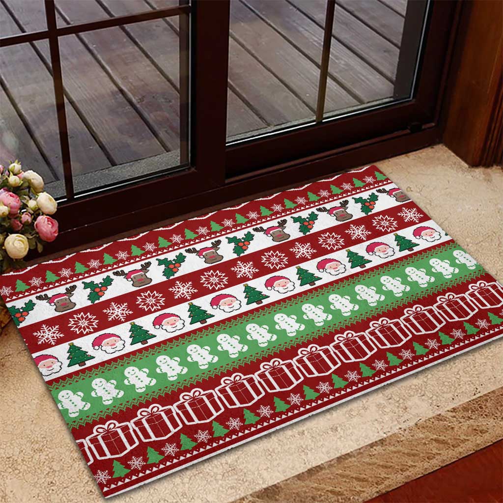 Snowman Tree Christmas Rubber Doormat Xmas Holiday Patterns - Wonder Print Shop