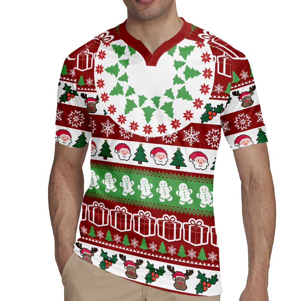 Snowman Tree Christmas Rugby Jersey Xmas Holiday Patterns - Wonder Print Shop