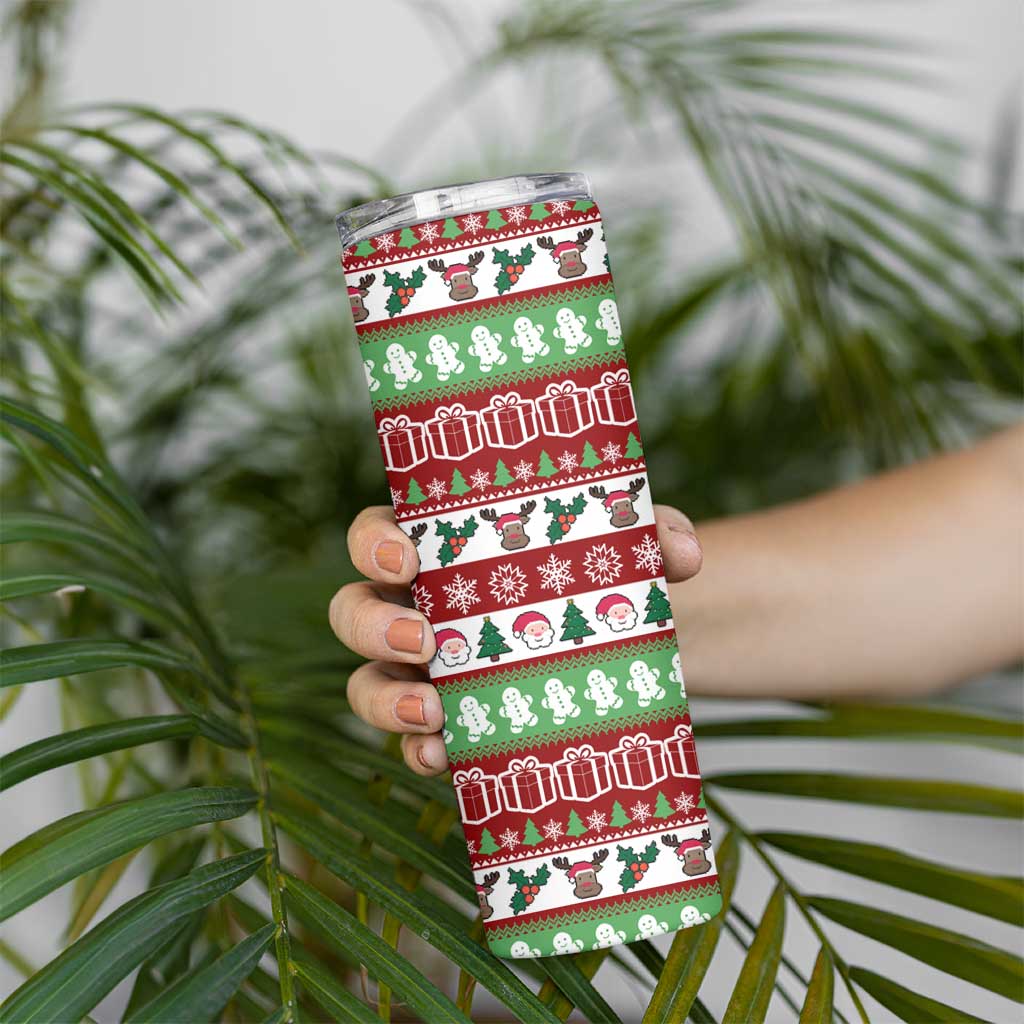 Snowman Tree Christmas Skinny Tumbler Xmas Holiday Patterns - Wonder Print Shop