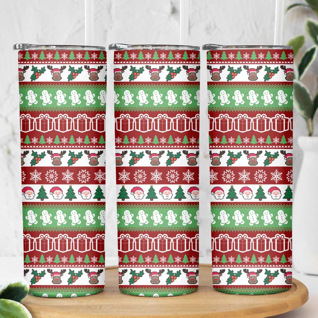 Snowman Tree Christmas Skinny Tumbler Xmas Holiday Patterns - Wonder Print Shop