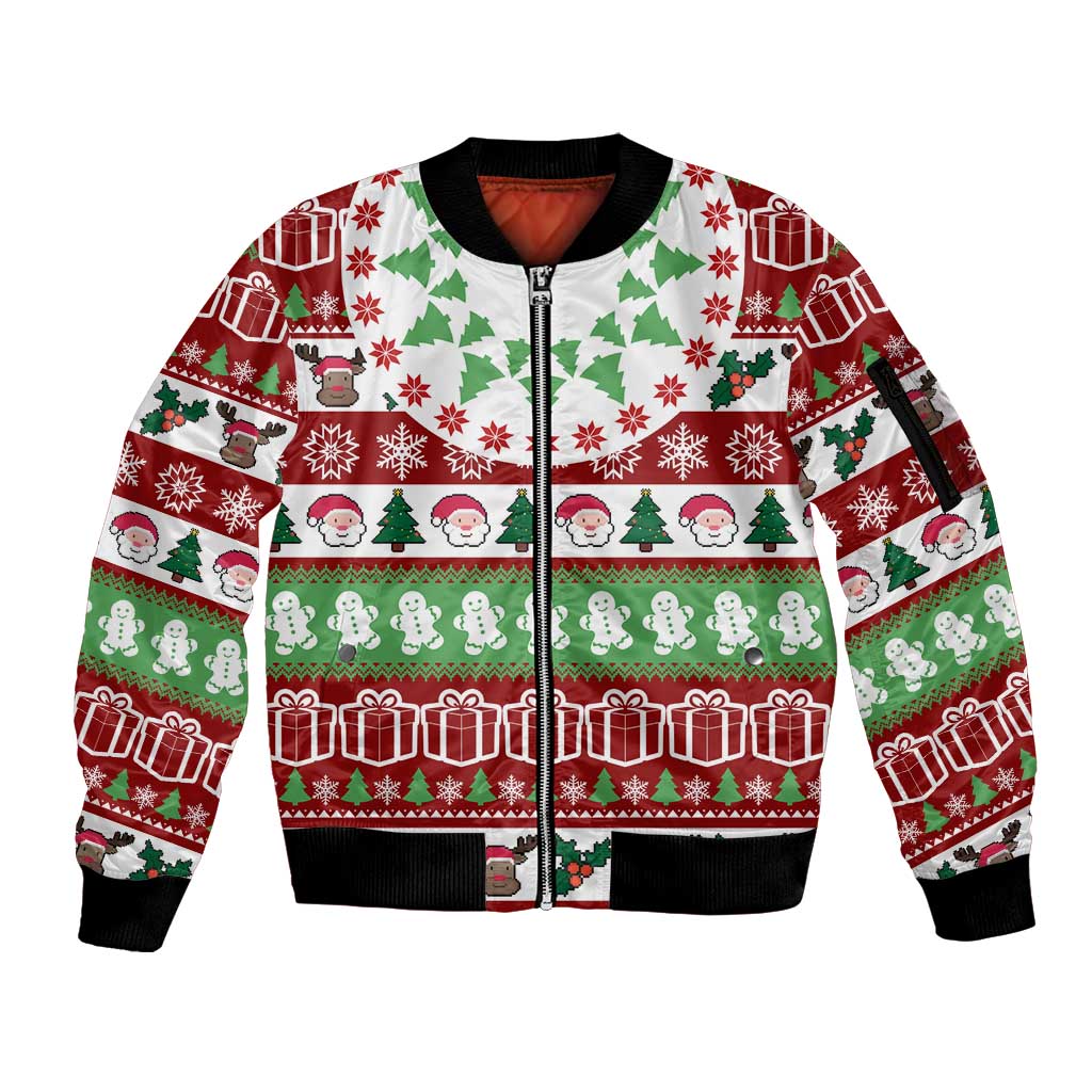 Snowman Tree Christmas Sleeve Zip Bomber Jacket Xmas Holiday Patterns - Wonder Print Shop