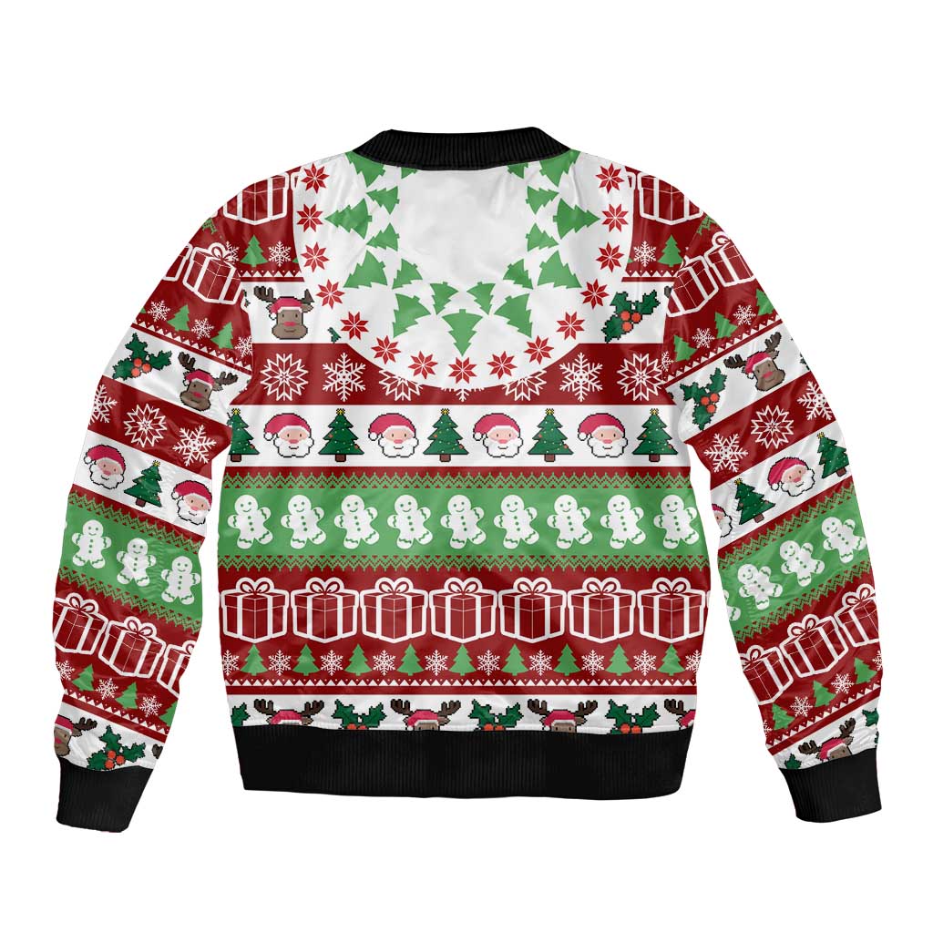 Snowman Tree Christmas Sleeve Zip Bomber Jacket Xmas Holiday Patterns - Wonder Print Shop