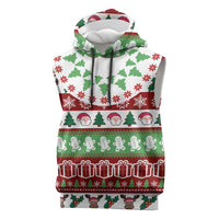 Snowman Tree Christmas Sleeveless Hoodie Xmas Holiday Patterns - Wonder Print Shop
