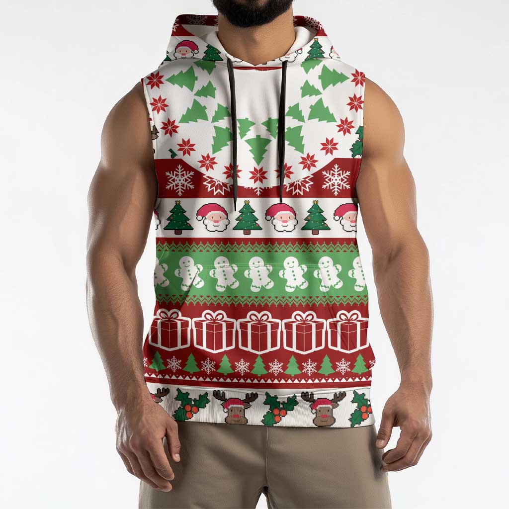 Snowman Tree Christmas Sleeveless Hoodie Xmas Holiday Patterns - Wonder Print Shop