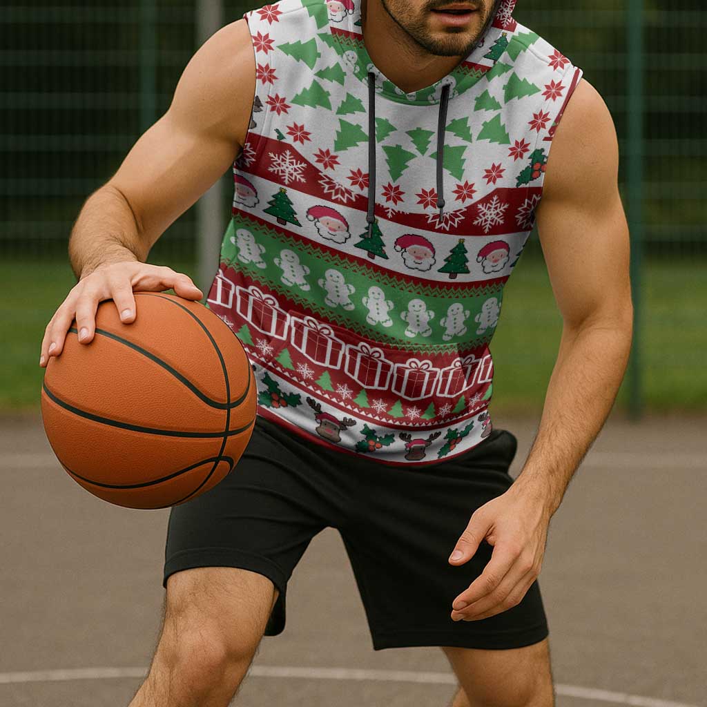 Snowman Tree Christmas Sleeveless Hoodie Xmas Holiday Patterns - Wonder Print Shop