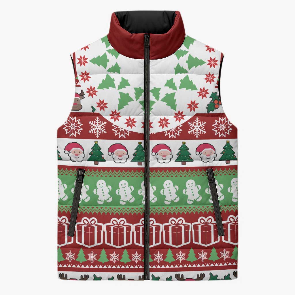Snowman Tree Christmas Sleeveless Puffer Jacket Xmas Holiday Patterns - Wonder Print Shop
