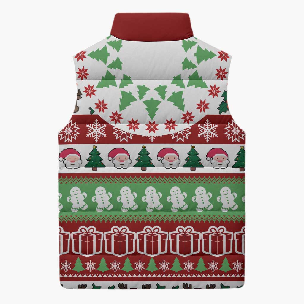 Snowman Tree Christmas Sleeveless Puffer Jacket Xmas Holiday Patterns - Wonder Print Shop
